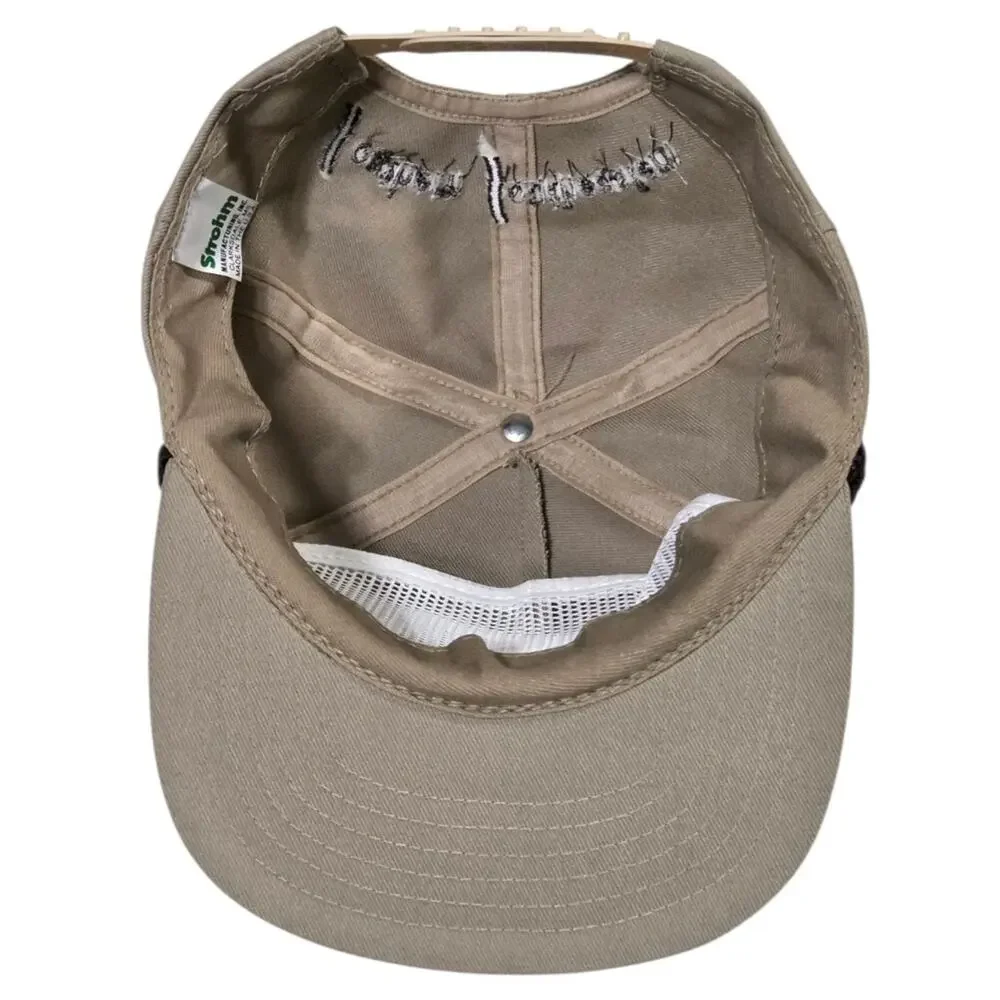 Vintage COTTON Snapback Hat Tan Brown USA Rope Embroidered Streetwear Unisex